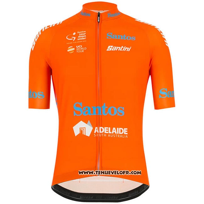 2019 Maillot Ciclismo Tour Down Under Ochre Orange Manches Courtes et Cuissard
